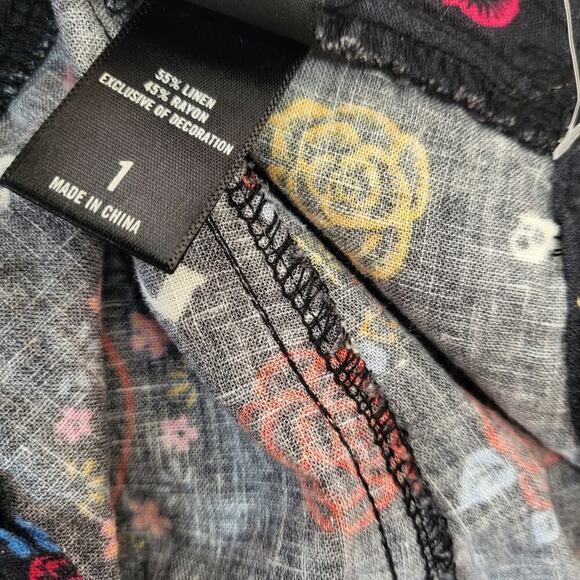 NWOT DISNEY PIXAR Coco Sugar Skull Linen Blend Overalls Plus Size 1 - Picture 9 of 11